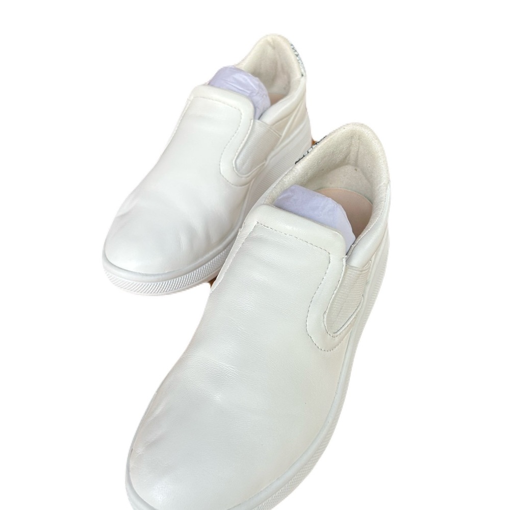 Evolve 24/7 White Leather Slip-On Shoeswith Snakeskin Trim at Ankle